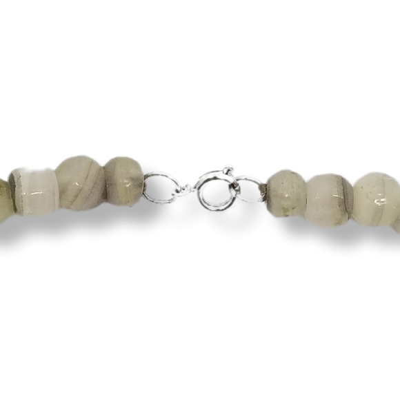 BEAUTIFUL VINTAGE PASTEL COLOR MARBLED ALABASTER STONE & GLASS BEAD NECKLACE - Picture 7 of 7